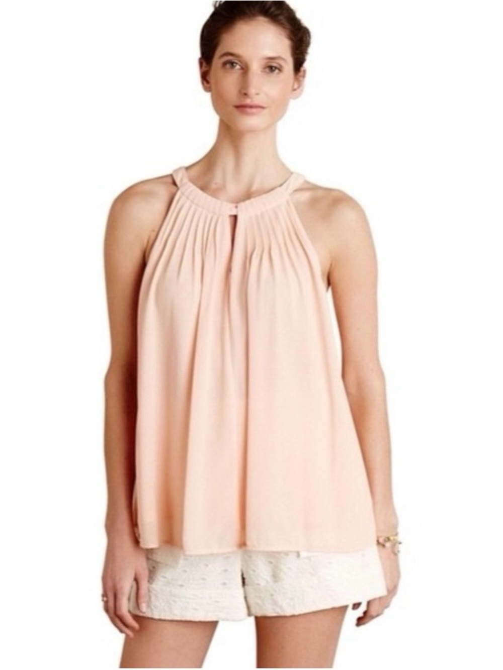 🔆🍑Anthropology Sunday in Brooklyn Pale Peach Chiffon Halter Top/Tunic🍑🔆